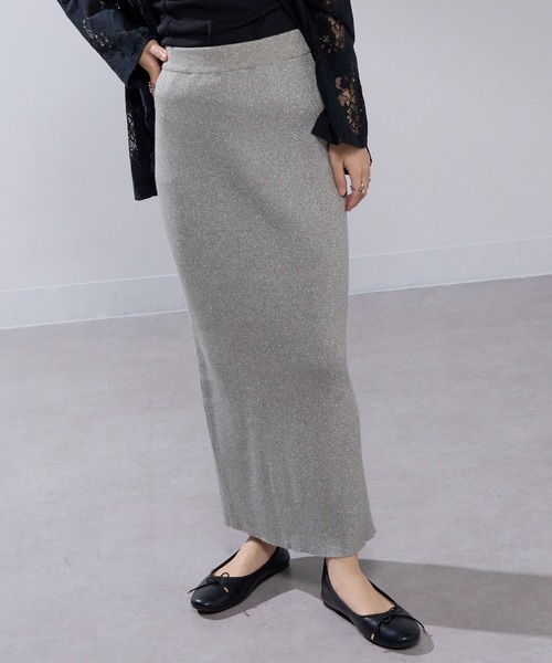 MAISON BREEZE(メゾンブリーズ)の「【MAISON BREEZE】ラメニットスカート trc(スカート・レディース・ブラック/シルバー・FREE)」の4枚目の写真