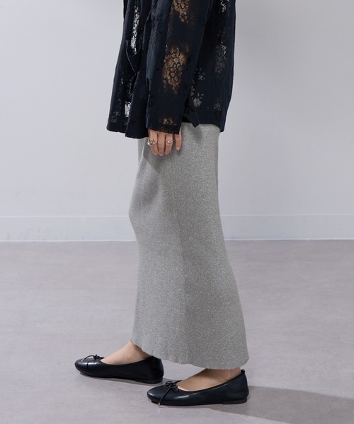 MAISON BREEZE(メゾンブリーズ)の「【MAISON BREEZE】ラメニットスカート trc(スカート・レディース・ブラック/シルバー・FREE)」の6枚目の写真