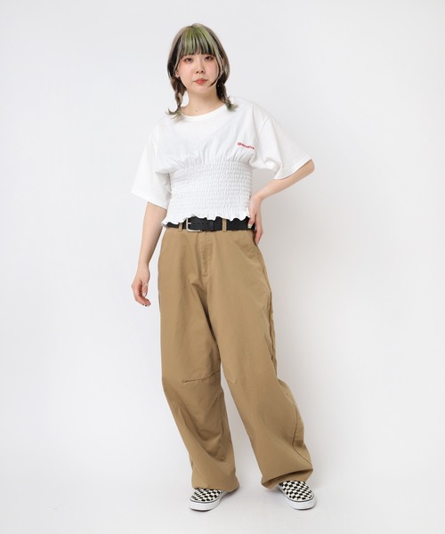 RNA(アールエヌエー)の「M2375 シャーリングデザインT(Tシャツ/カットソー・レディース・イエロー/ホワイト/ブルー・MEDIUM)」の12枚目の写真