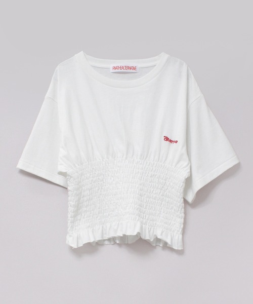 RNA(アールエヌエー)の「M2375 シャーリングデザインT(Tシャツ/カットソー・レディース・イエロー/ホワイト/ブルー・MEDIUM)」の7枚目の写真