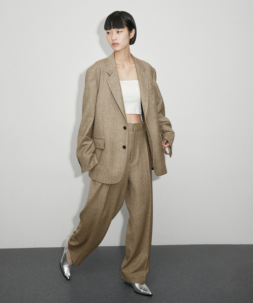ADAM ET ROPE'(アダムエロペ)の「【公式サイト限定】【セットアップ対応】〈ADMERP〉ヘリンボンスラックス(スラックス・レディース・ブラウン・M/L)」の3枚目の写真