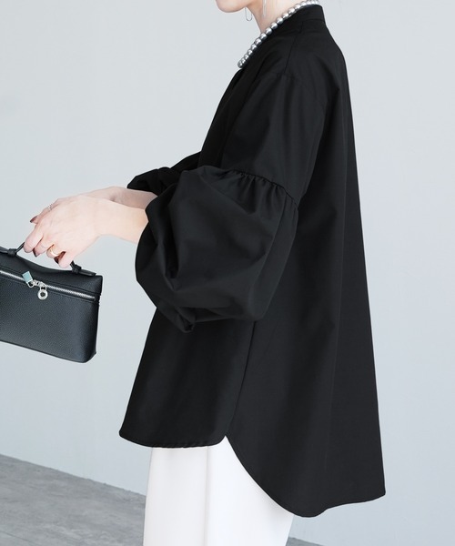 reca(レカ)の「ボリューム袖マオカラーブロードシャツ(シャツ/ブラウス・レディース・オフホワイト/グレイッシュベージュ/ブラック/サックスブルー・M)」の9枚目の写真