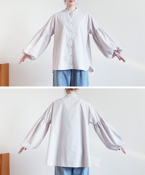 reca(レカ)の「ボリューム袖マオカラーブロードシャツ(シャツ/ブラウス・レディース・オフホワイト/グレイッシュベージュ/ブラック/サックスブルー・M)」の22枚目の写真