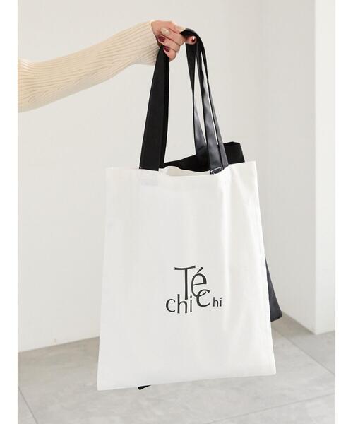 Te chichi（テチチ）の「ファブリックトートバック(ロゴマーク)（ハンドバッグ・レディース・ブラック/オフホワイト・F）」の2枚目の写真