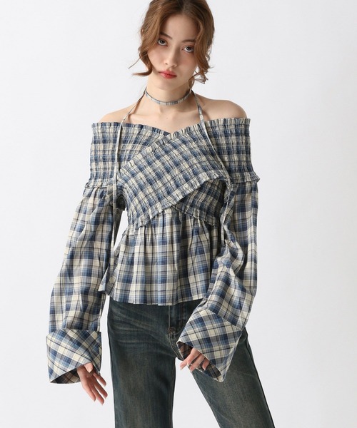 FOREVER 21（フォーエバー トゥエンティーワン）の「【2025SS】チョーカー付きオフショルブラウス（シャツ/ブラウス・レディース・ブラック/ブルー/ベージュ・FREE）」の7枚目の写真