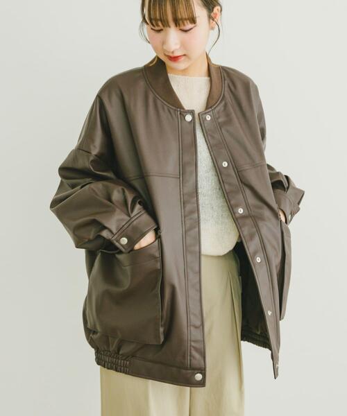 ITEMS URBANRESEARCH(アイテムズ アーバンリサーチ)の「ビッグシルエットブルゾン(ブルゾン・レディース・ブラック/ブラウン・FREE)」の10枚目の写真