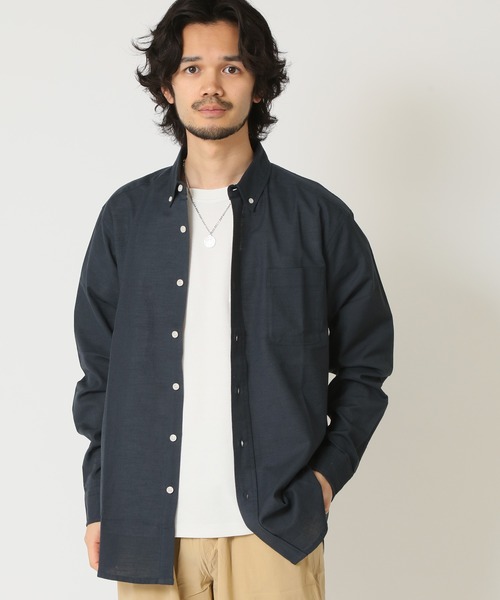 ARCADE（アーケード）の「通気性、吸水性の良い インド綿100％綿スラブシャツ 長袖ボタンダウンシャツ（シャツ/ブラウス・メンズ・オレンジ/ブルー/ネイビー/ベージュ/ホワイト・LL/M/L）」の3枚目の写真