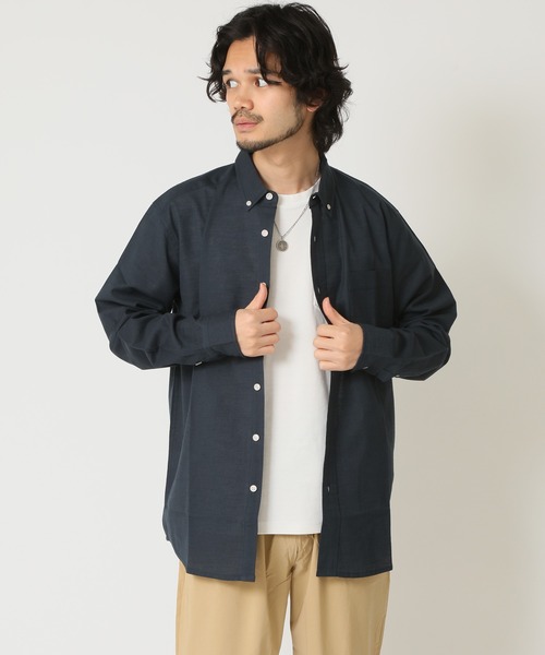 ARCADE（アーケード）の「通気性、吸水性の良い インド綿100％綿スラブシャツ 長袖ボタンダウンシャツ（シャツ/ブラウス・メンズ・オレンジ/ブルー/ネイビー/ベージュ/ホワイト・LL/M/L）」の6枚目の写真