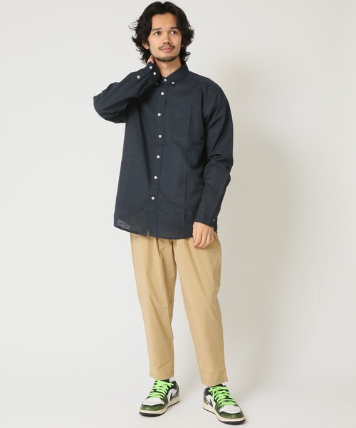 ARCADE（アーケード）の「通気性、吸水性の良い インド綿100％綿スラブシャツ 長袖ボタンダウンシャツ（シャツ/ブラウス・メンズ・オレンジ/ブルー/ネイビー/ベージュ/ホワイト・LL/M/L）」の8枚目の写真