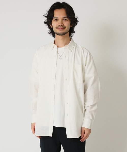 ARCADE（アーケード）の「通気性、吸水性の良い インド綿100％綿スラブシャツ 長袖ボタンダウンシャツ（シャツ/ブラウス・メンズ・オレンジ/ブルー/ネイビー/ベージュ/ホワイト・LL/M/L）」の12枚目の写真