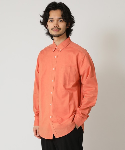 ARCADE（アーケード）の「通気性、吸水性の良い インド綿100％綿スラブシャツ 長袖ボタンダウンシャツ（シャツ/ブラウス・メンズ・オレンジ/ブルー/ネイビー/ベージュ/ホワイト・LL/M/L）」の19枚目の写真