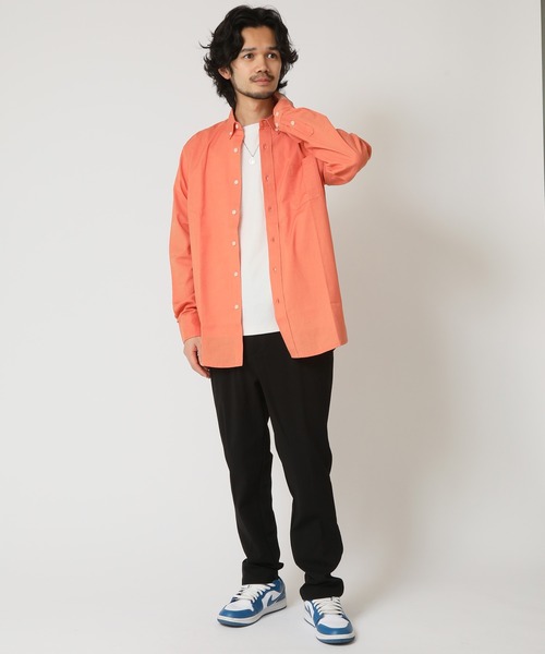 ARCADE（アーケード）の「通気性、吸水性の良い インド綿100％綿スラブシャツ 長袖ボタンダウンシャツ（シャツ/ブラウス・メンズ・オレンジ/ブルー/ネイビー/ベージュ/ホワイト・LL/M/L）」の20枚目の写真