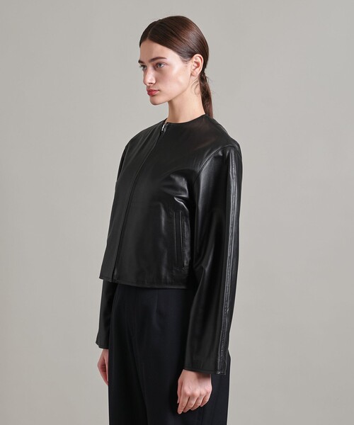 セール】＜LOEFF＞ラムレザー ノーカラー ジャケット（ノー