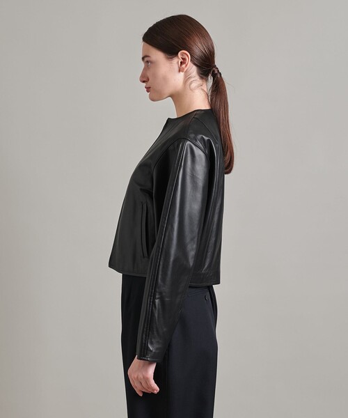 セール】＜LOEFF＞ラムレザー ノーカラー ジャケット（ノー