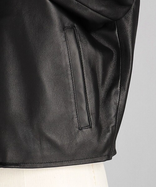 UNITED ARROWS 黒 ノーカラー　ラムレザージャケット セール】＜LOEFF＞ラムレザー ノーカラー ジャケット（ノー