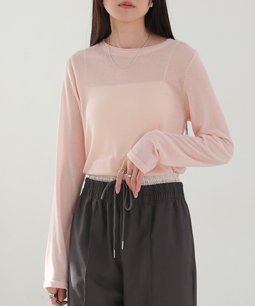 Bab(バブ)の「ベーシックダブルネックカットソー(Tシャツ/カットソー・レディース・ブラック/ピンク/オフホワイト/チャコールグレー・FREE)」の16枚目の写真