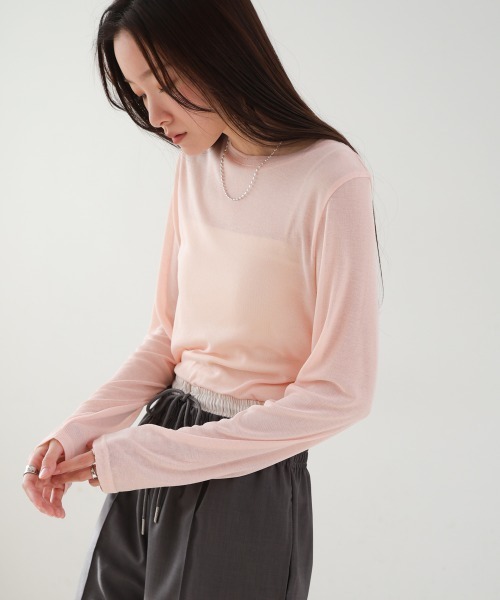 Bab(バブ)の「ベーシックダブルネックカットソー(Tシャツ/カットソー・レディース・ブラック/ピンク/オフホワイト/チャコールグレー・FREE)」の17枚目の写真