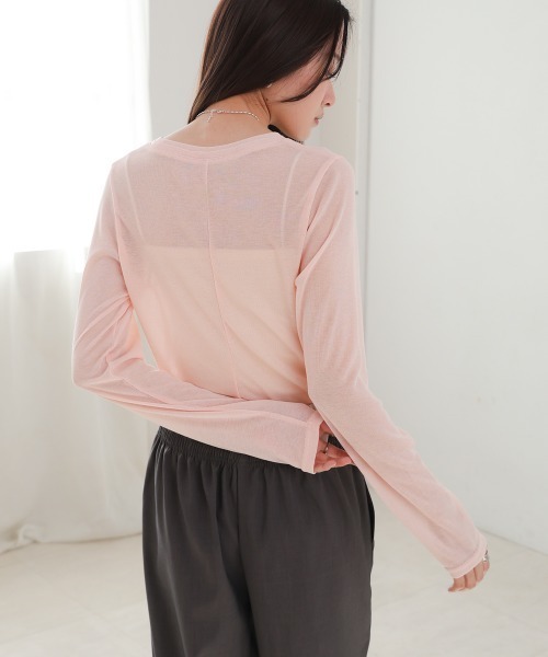 Bab(バブ)の「ベーシックダブルネックカットソー(Tシャツ/カットソー・レディース・ブラック/ピンク/オフホワイト/チャコールグレー・FREE)」の20枚目の写真