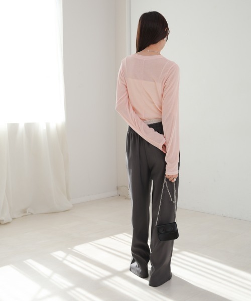 Bab(バブ)の「ベーシックダブルネックカットソー(Tシャツ/カットソー・レディース・ブラック/ピンク/オフホワイト/チャコールグレー・FREE)」の21枚目の写真