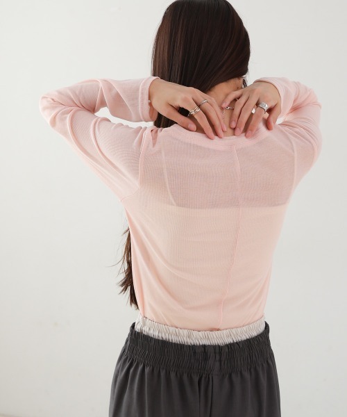 Bab(バブ)の「ベーシックダブルネックカットソー(Tシャツ/カットソー・レディース・ブラック/ピンク/オフホワイト/チャコールグレー・FREE)」の22枚目の写真