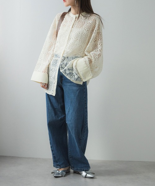 最上もが】パッチワークレースオーバーサイズシャツ（シャツ/ブラウス