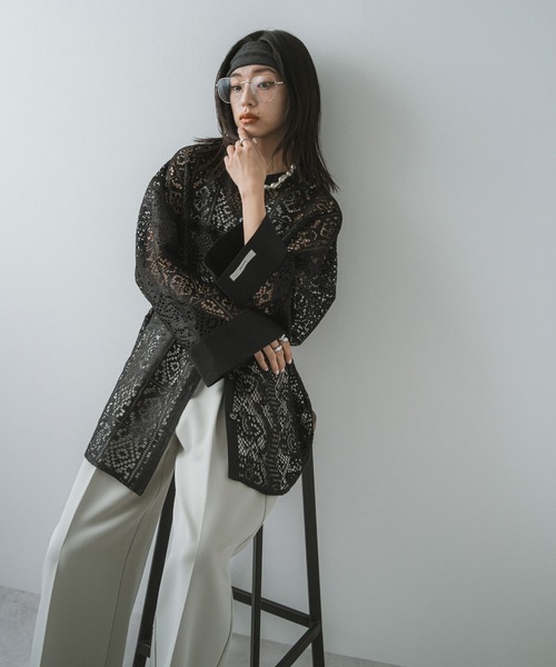 最上もが】パッチワークレースオーバーサイズシャツ（シャツ/ブラウス