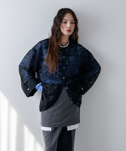 最上もが】パッチワークレースオーバーサイズシャツ（シャツ/ブラウス
