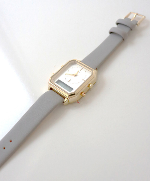 nattito(ナティート)の「〈nattito/ナティート〉Analog Digital Watch/アナログ×デジタル両式 ウォッチ カクデジ(アナログ腕時計・レディース・グレー/ブラック/グリーン/モカ・ONE SIZE)」の2枚目の写真