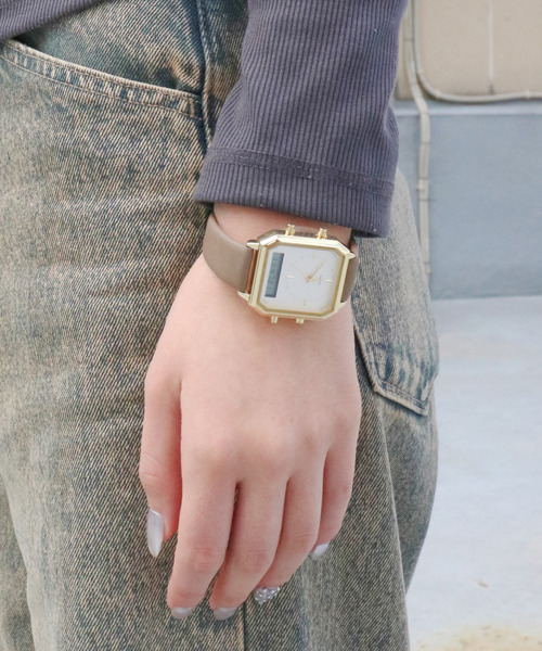 nattito(ナティート)の「〈nattito/ナティート〉Analog Digital Watch/アナログ×デジタル両式 ウォッチ カクデジ(アナログ腕時計・レディース・グレー/ブラック/グリーン/モカ・ONE SIZE)」の9枚目の写真