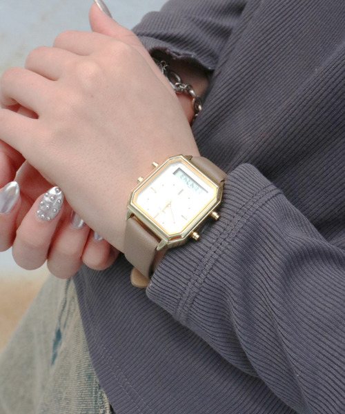 nattito(ナティート)の「〈nattito/ナティート〉Analog Digital Watch/アナログ×デジタル両式 ウォッチ カクデジ(アナログ腕時計・レディース・グレー/ブラック/グリーン/モカ・ONE SIZE)」の10枚目の写真
