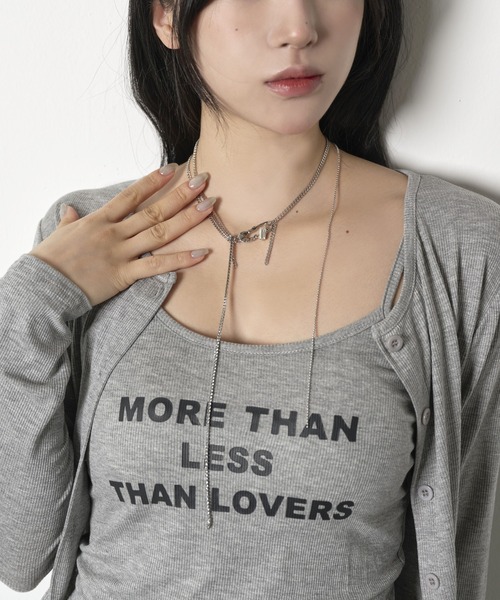 FOLLOWIN（フォロウィン）の「シルバーキュービックジュエリークリップロングチェーンチョーカーネックレス（ネックレス・レディース・シルバー・ONESIZE）」の3枚目の写真