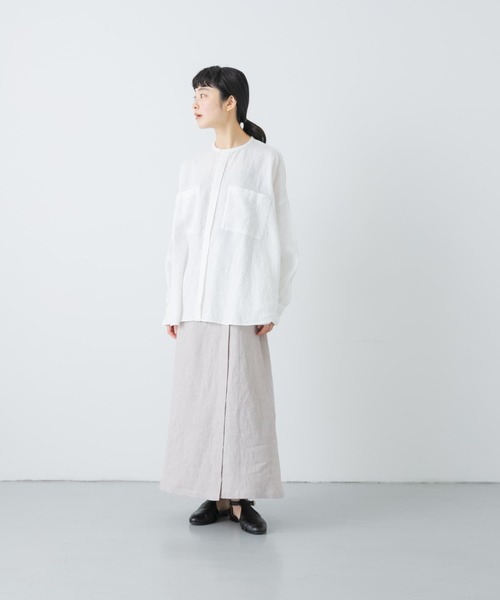 かぐれ　リネンWポケットフレンチシャツ　BLACK リネンWポケットフレンチシャツ[GAA5-23M027]｜URBAN RESEARCH