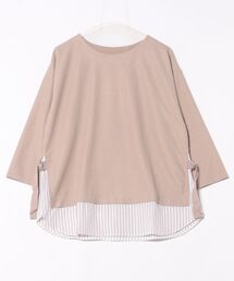 ラメストライプシャツフェイクチュニック