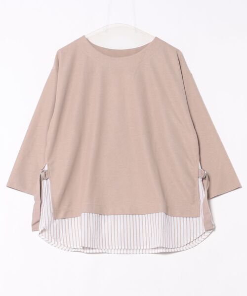 BELLUNA PLUS（ベルーナ）の「ラメストライプシャツフェイクチュニック（チュニック・レディース・グリーン系/ベージュ系/ネイビー系・X-LARGE/LARGE/MEDIUM）」の2枚目の写真