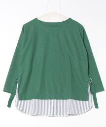 ラメストライプシャツフェイクチュニック
