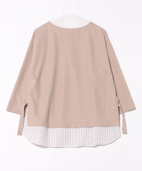 BELLUNA PLUS（ベルーナ）の「ラメストライプシャツフェイクチュニック（チュニック・レディース・グリーン系/ベージュ系/ネイビー系・X-LARGE/LARGE/MEDIUM）」の4枚目の写真