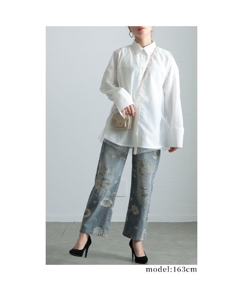 Sawa a la mode（サワアラモード）の「チュールを重ねたオーバーシャツ（シャツ/ブラウス・レディース・オフホワイト/ネイビー・FREE）」の7枚目の写真