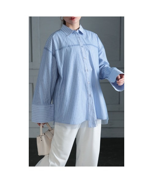 Sawa a la mode（サワアラモード）の「チュールを重ねたオーバーシャツ（シャツ/ブラウス・レディース・オフホワイト/ネイビー・FREE）」の17枚目の写真