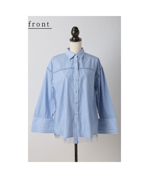 Sawa a la mode（サワアラモード）の「チュールを重ねたオーバーシャツ（シャツ/ブラウス・レディース・オフホワイト/ネイビー・FREE）」の21枚目の写真