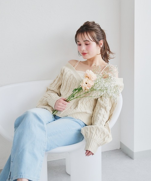 off shoulder knit docking one piece – BUNNY APARTMENT