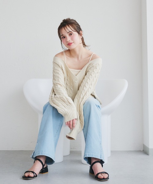 cable knit docking shirt onepiece / ケーブルニットドッキング