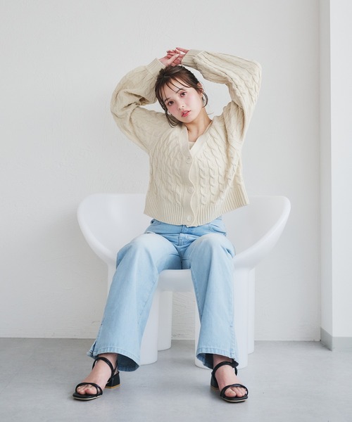 cable knit docking shirt onepiece / ケーブルニットドッキング