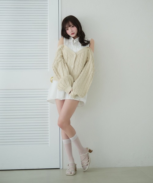 素敵☆シャツワンピースパッチワーク ニット ケーブル CLANE - パッチワークケーブルニットプルオーバー | ADDICT WEB SHOP