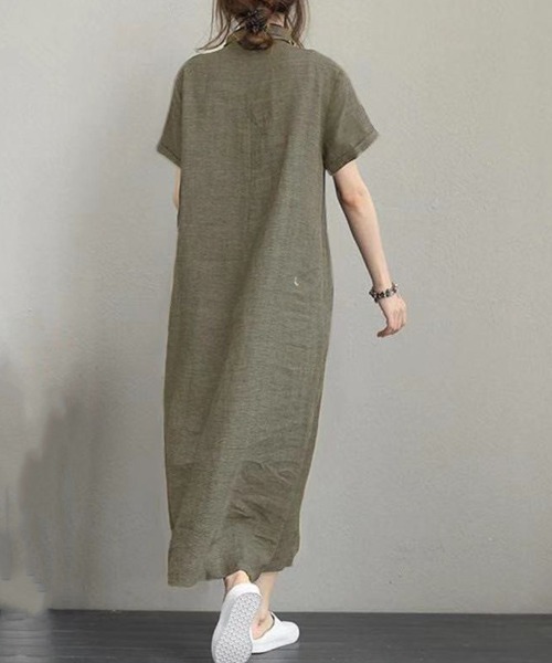 SallyLunn(サリーラン)の「【抜け感のある大人スタイル】ロングシャツワンピース(シャツワンピース・レディース・ブラック/カーキ/チャコールグレー・MEDIUM/LARGE)」の5枚目の写真