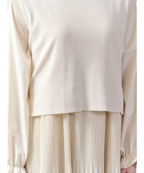 DOLLUPOOPS（ドールアップウップス）の「【ニットベストセット】ノースリバックリボンプリーツワンピース（ワンピース・レディース・グレー/アイボリー/ブラック/キャメル/ネイビー・38）」の21枚目の写真