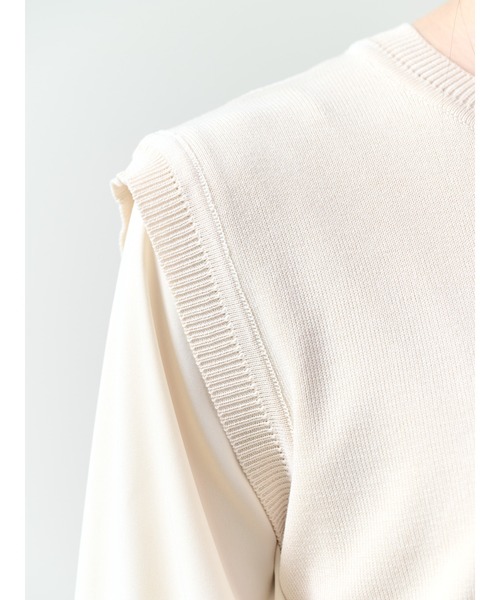 DOLLUPOOPS（ドールアップウップス）の「【ニットベストセット】ノースリバックリボンプリーツワンピース（ワンピース・レディース・グレー/アイボリー/ブラック/キャメル/ネイビー・38）」の22枚目の写真