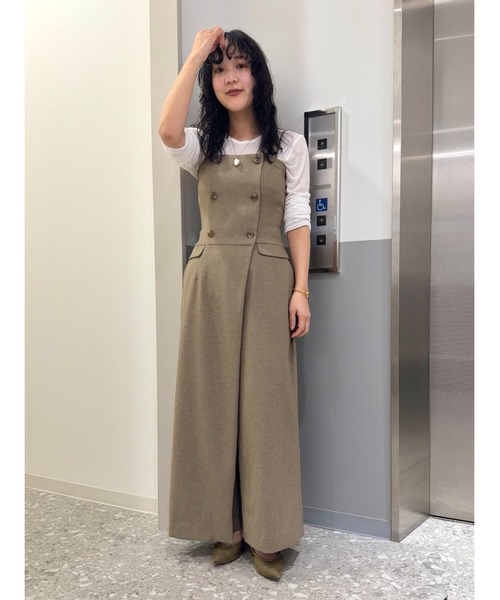 CIS.（シス）の「CIS．リネンルックコンビネゾン ウォッシャブル ストレッチ（ワンピース・レディース・ベージュ系/ブラック系・34(5号)/36(7号)/38(9号)/40(11号)）」の3枚目の写真