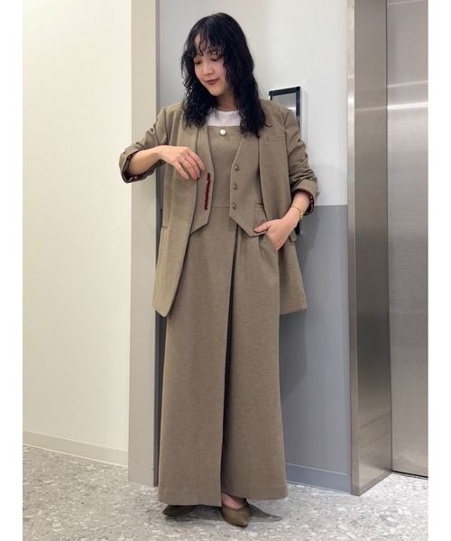 CIS.（シス）の「CIS．リネンルックコンビネゾン ウォッシャブル ストレッチ（ワンピース・レディース・ベージュ系/ブラック系・34(5号)/36(7号)/38(9号)/40(11号)）」の4枚目の写真