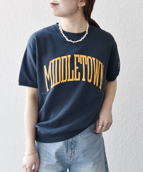 セール】Champion:〈洗濯機可能〉ロゴ プリント スウェット TEE