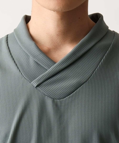 MK MICHEL KLEIN HOMME （エムケーミッシェルクランオム）の「【洗える】ショールカラーTシャツ（Tシャツ/カットソー・メンズ・ホワイト/カーキ・51/48/46）」の7枚目の写真